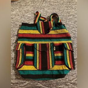 Rasta Striped Baja Drawstring Backpack